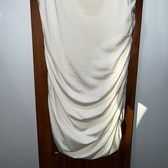 🆕 Oh Polly Ruched Bodycon Mini Dress in Oyster White - Picture 7 of 16